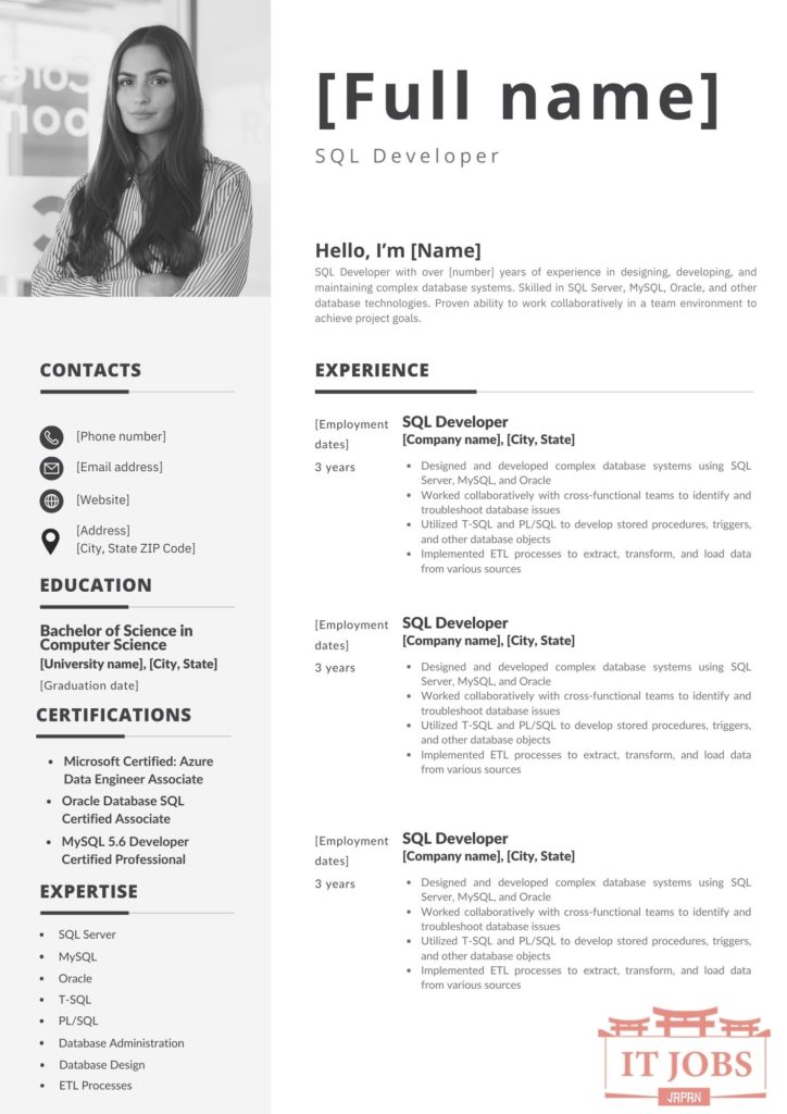 Example of SQL Developer resume