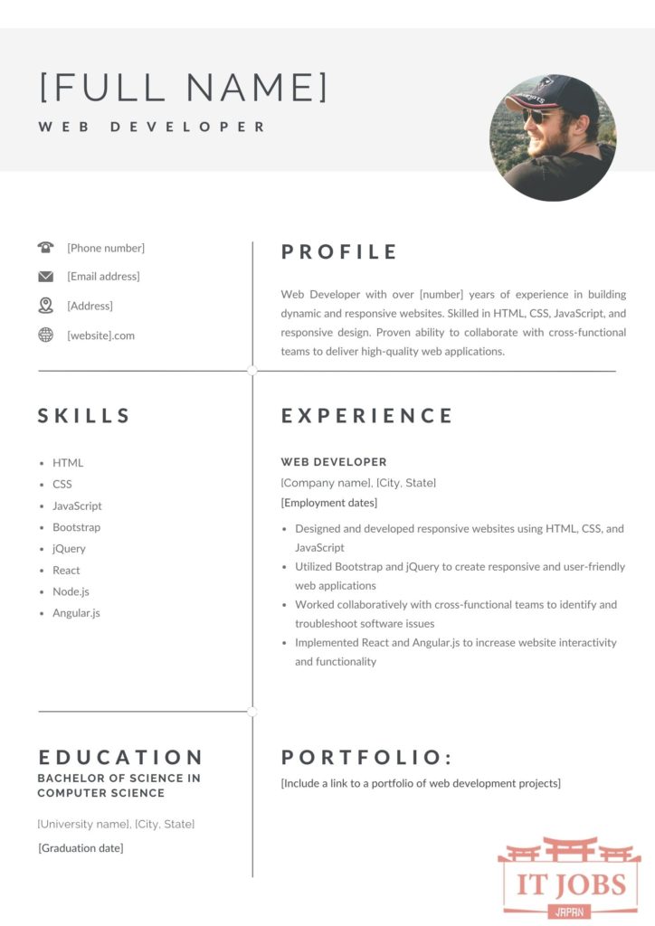 Example of web developer resume